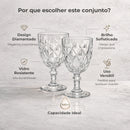 Jogo 6 Taças de Vidro Diamond - Brilho e Sofisticação 340ml